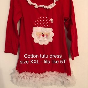 Christmas long-sleeve red Santa tutu dress ~4T/5T